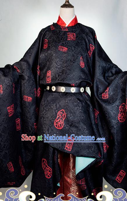 Chinese Ancient Young Swordsman Garment Costumes Cosplay Nobility Childe Clothing Traditional Tang Dynasty Scholar Round Collar Robe Apparels