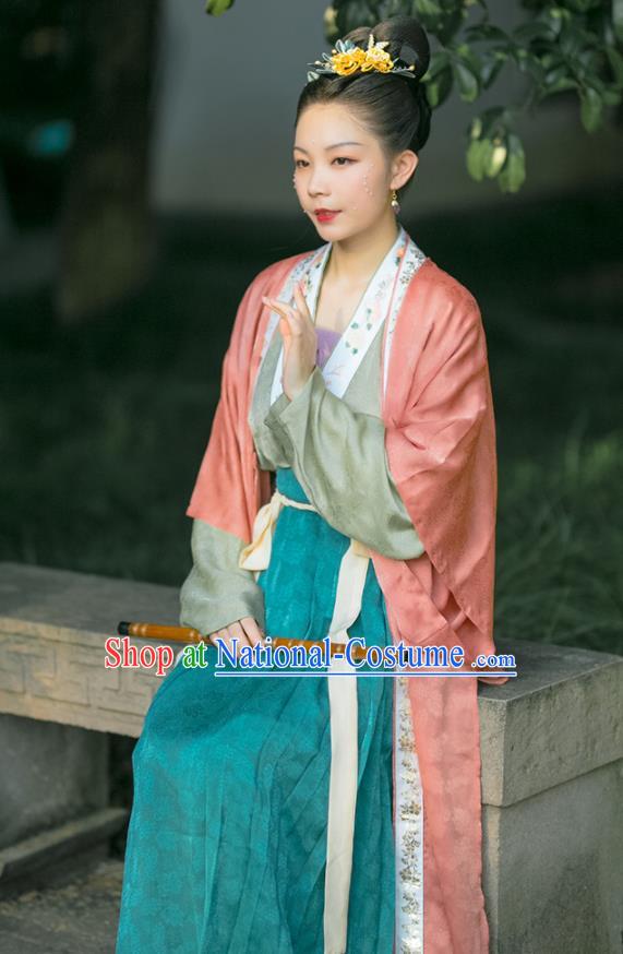 China Song Dynasty Noble Countess Garment Costumes Ancient Imperial Madame Hanfu Dress Traditional Historical Clothing Full Set