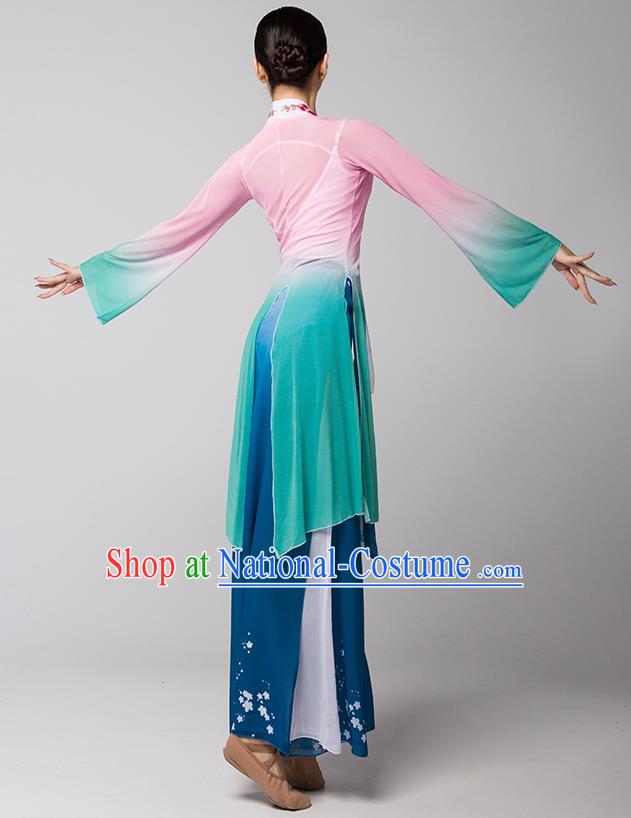 Top Chinese Woman Group Fan Dance Garment Costume Traditional Stage Performance Clothing Classical Dance Dress