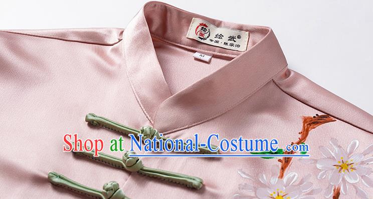 Chinese Woman Tai Chi Competition Clothing Tai Ji Training Garment Costumes Martial Arts Hand Painting Pink Outfits