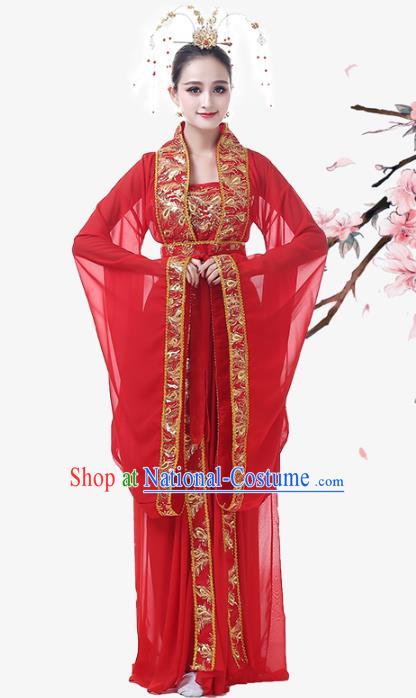 Top Chinese Woman Stage Performance Clothing Classical Dance Garment Costume Traditional Court Empress Red Hanfu Dress Outfits