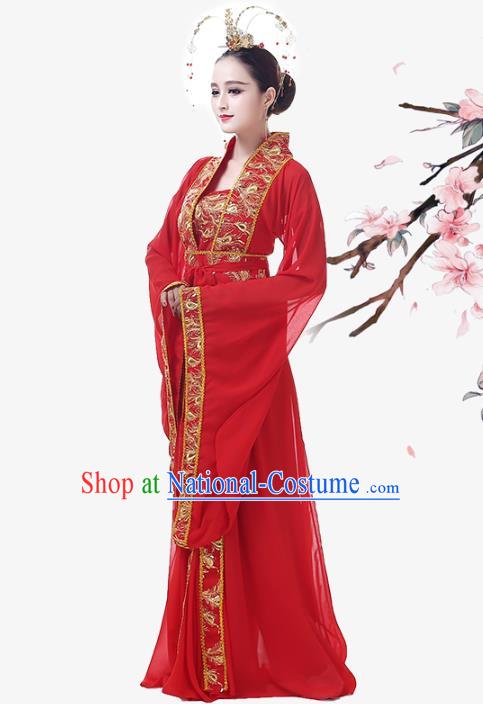 Top Chinese Woman Stage Performance Clothing Classical Dance Garment Costume Traditional Court Empress Red Hanfu Dress Outfits