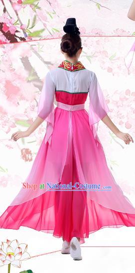 Top Chinese Classical Umbrella Dance Garment Costume Traditional Court Dance Rosy Hanfu Dress Outfits Woman Stage Performance Clothing