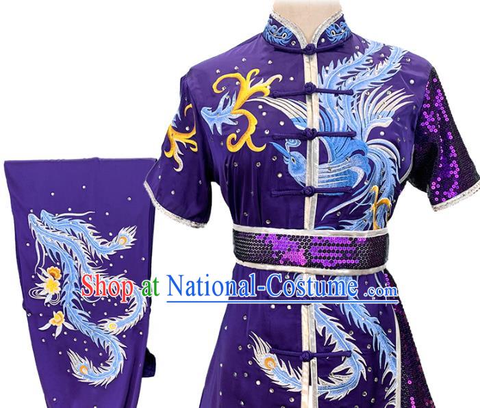 China Female Shadowboxing Clothing Martial Arts Purple Uniforms Wushu Kung Fu Competition Garment Costume