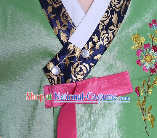 Korea Girl Princess Embroidered Green Blouse and Rosy Dress Korean Children Court Garment Costumes Asian Traditional Hanbok Clothing