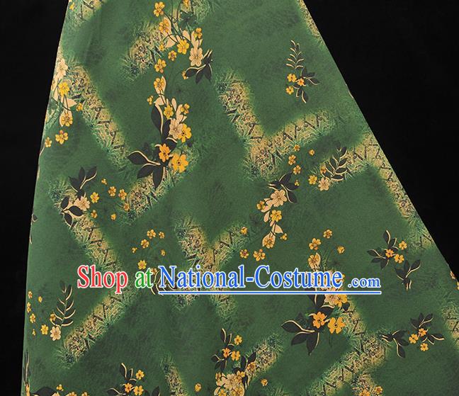 Chinese Cheongsam Silk Cloth Tang Suit Green Gambiered Guangdong Gauze Traditional Flowers Pattern Dress Fabric