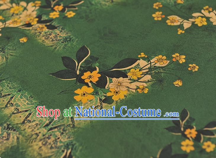 Chinese Cheongsam Silk Cloth Tang Suit Green Gambiered Guangdong Gauze Traditional Flowers Pattern Dress Fabric