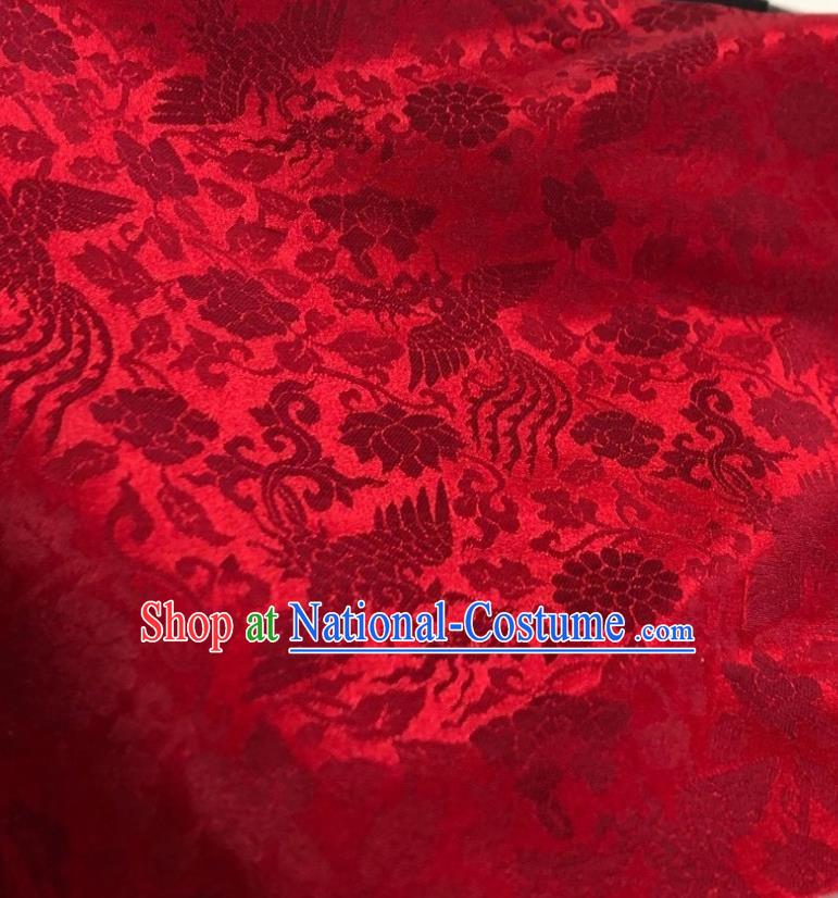 Chinese Traditional Qipao Dress Drapery Silk Fabric Classical Phoenix Peony Pattern Wine Red Brocade Cloth Tapestry Material