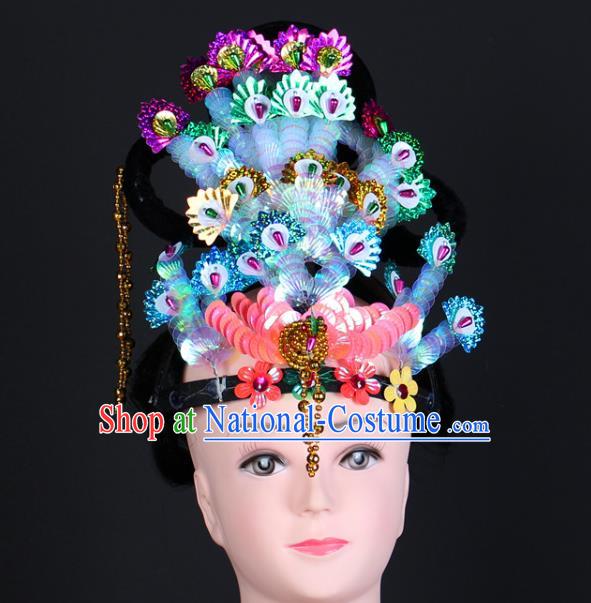 China Shaoxing Opera Noble Lady Hair Crown Traditional Peking Opera Actress Headdress Beijing Opera Hua Tan Hair Accessories