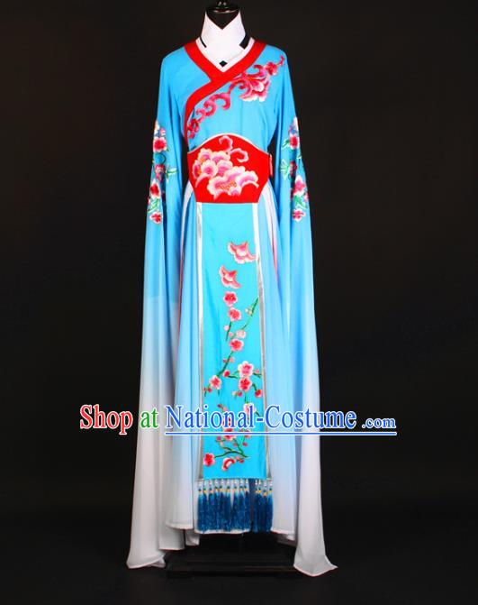 Chinese Beijing Opera Garment Shaoxing Opera Noble Lady Clothing Traditional Peking Opera Hua Tan Blue Dress