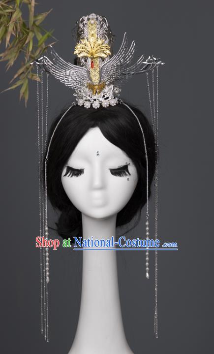 China Traditional Jin Dynasty Swordsman Hair Accessories Ancient Crown Prince Argent Hairdo Crown Hairpins