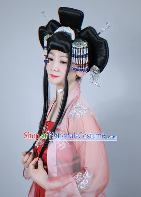 China Ancient Princess Wigs Tang Dynasty Palace Lady Chignon Hairpieces Traditional Hanfu Hair Accessories