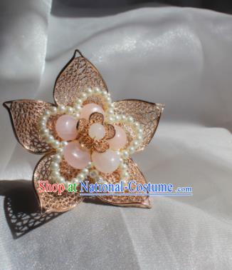 China Tang Dynasty Princess Golden Hairpin Traditional Hanfu Hair Accessories Ancient Court Lady Peach Blossom Hair Stick