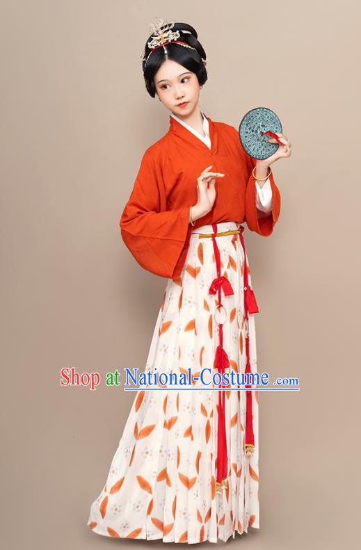 China Song Dynasty Palace Female Attendant Historical Clothing Ancient Court Beauty Dress Traditional Hanfu Garment Costumes Full Set