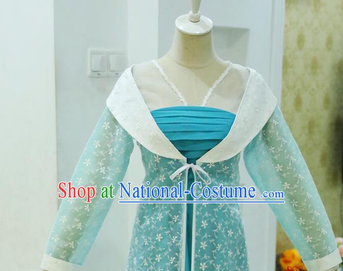 China Ancient Enchantress Blue Hanfu Dress Cosplay Fairy Garments Traditional Drama The New Strange Stories Painted Skin Mei Sanniang Clothing