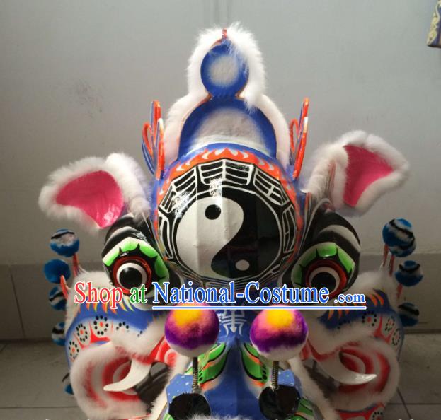 Handmade Chinese Folk Dance Stage Property New Year Performance Prop Traditional Spring Lantern Festival Blue Kylin Head