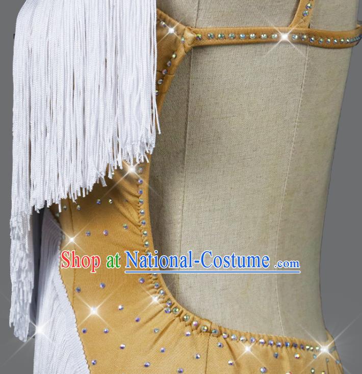 Professional Cha Cha Fashion Women Latin Dance Competition White Tassel Dress Dance Performance Costume Group Dancing Clothing