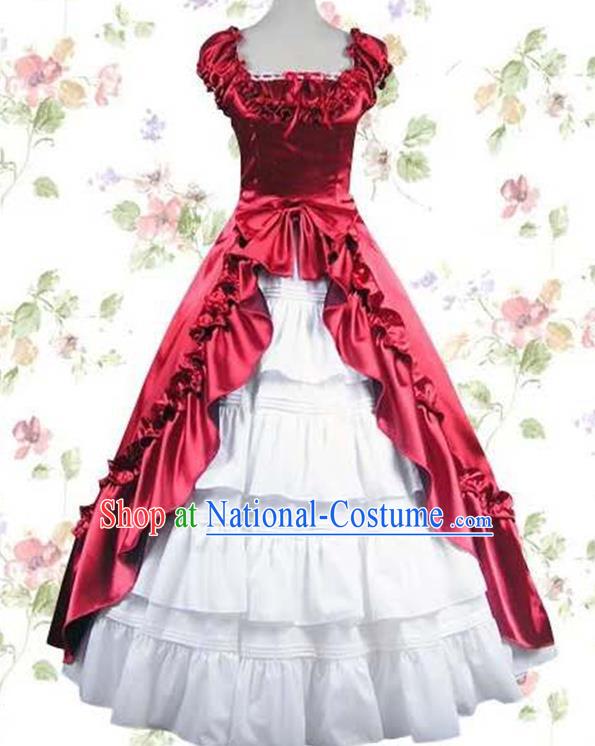 Top Halloween Cosplay Princess Garment Costume Opera Stage Full Dress European Noble Woman Clothing Gothic Court Red Dress