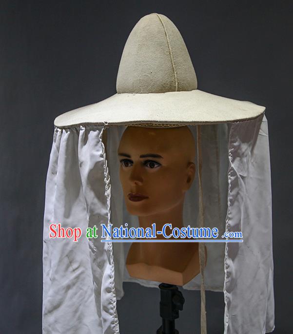 Chinese Traditional Ming Dynasty Knight Headwear Ancient Swordsman Dongfang Bubai White Veil Hat