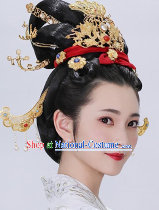 China Ancient Imperial Consort Wigs Traditional Hanfu Chignon Hairpieces Tang Dynasty Empress Wig Sheath