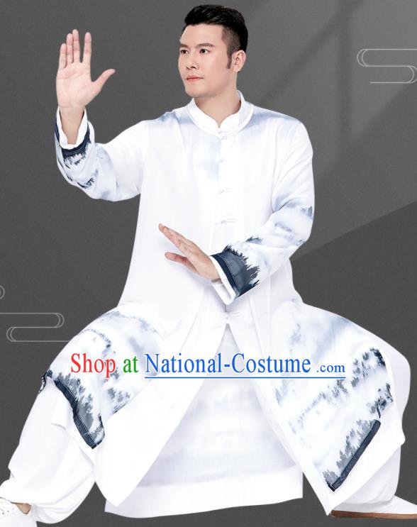 Chinese Tai Chi Training Uniforms Kung Fu Ink Painting Landscape Clothing Martial Arts Garment Costumes for Women for Men