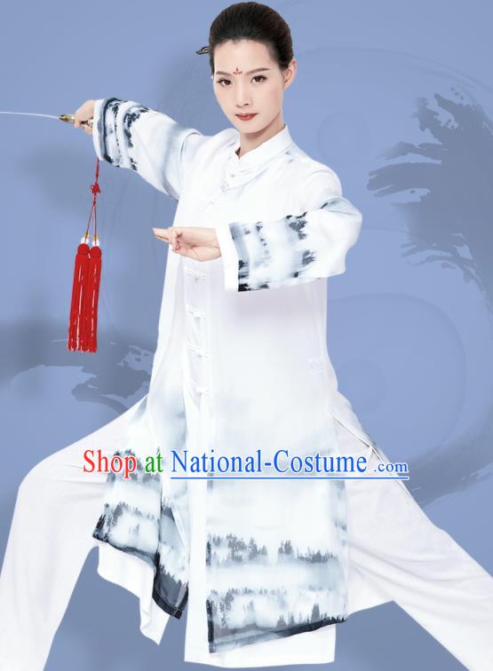 Chinese Tai Chi Training Uniforms Kung Fu Ink Painting Landscape Clothing Martial Arts Garment Costumes for Women for Men