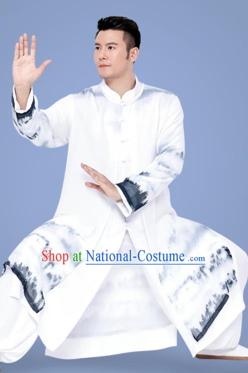 Chinese Tai Chi Training Uniforms Kung Fu Ink Painting Landscape Clothing Martial Arts Garment Costumes for Women for Men