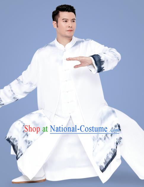 Chinese Tai Chi Training Uniforms Kung Fu Ink Painting Landscape Clothing Martial Arts Garment Costumes for Women for Men