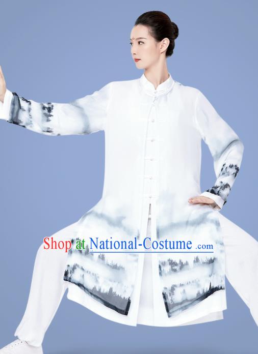 Chinese Tai Chi Training Uniforms Kung Fu Ink Painting Landscape Clothing Martial Arts Garment Costumes for Women for Men