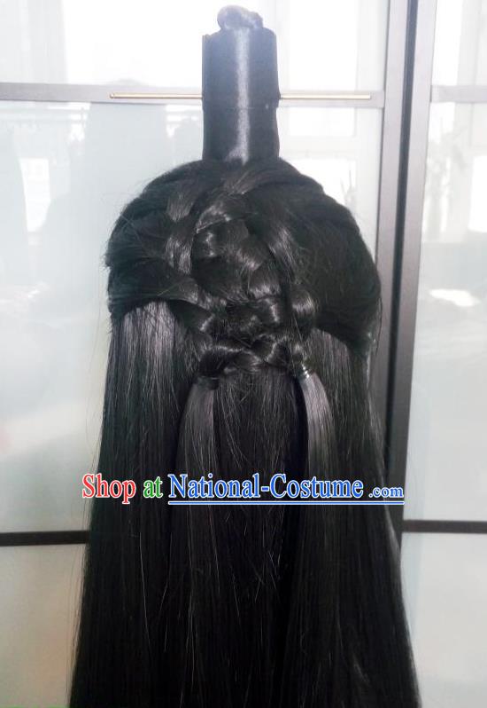 Handmade Chinese Han Dynasty Prince Wigs Ancient Swordsman Headwear Drama Eternal Love Ye Hua Chignon Headdress