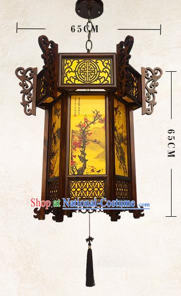 China Traditional Festival Hanging Lantern Classical Lanterns Handmade Hexagon Palace Lantern Painting Plum Orchids Bamboo Chrysanthemum Lamp