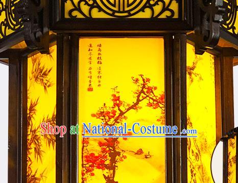 China Traditional Festival Hanging Lantern Classical Lanterns Handmade Hexagon Palace Lantern Painting Plum Orchids Bamboo Chrysanthemum Lamp