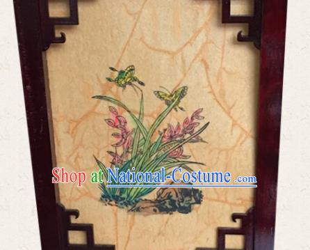 China Handmade Vintage Palace Lantern Traditional Court Light Lamp Plum Orchids Bamboo Chrysanthemum Painting Hanging Lantern Classical Wood Lanterns