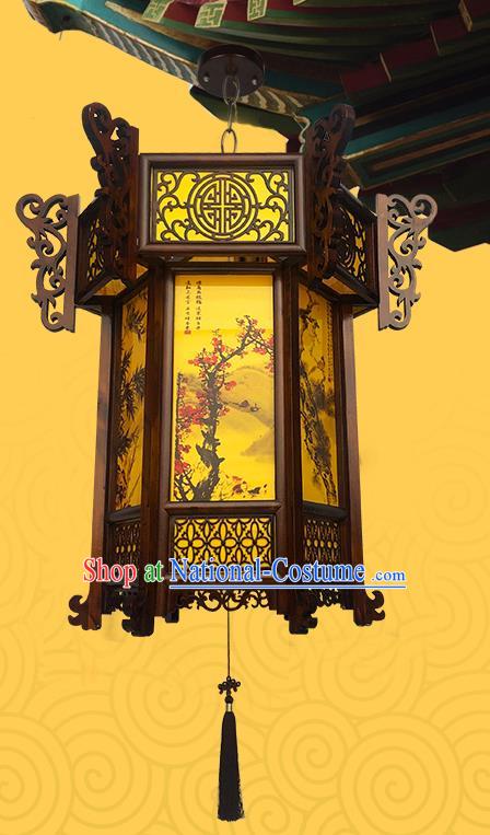 China Traditional Festival Hanging Lantern Classical Lanterns Handmade Hexagon Palace Lantern Painting Plum Orchids Bamboo Chrysanthemum Lamp