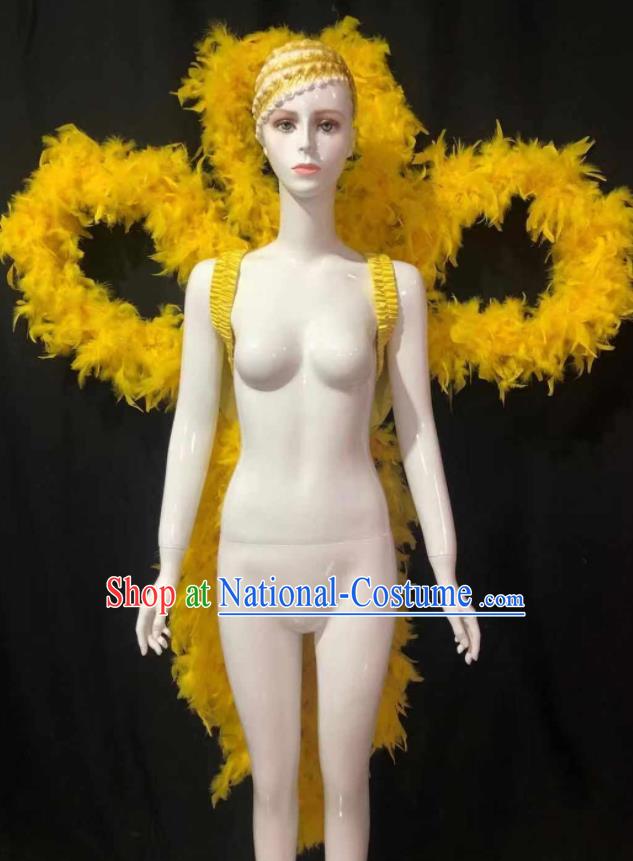 Professional Samba Dance Deluxe Butterfly Wings Accessories Catwalks Props Brazilian Carnival Parade Yellow Feather Back Decorations