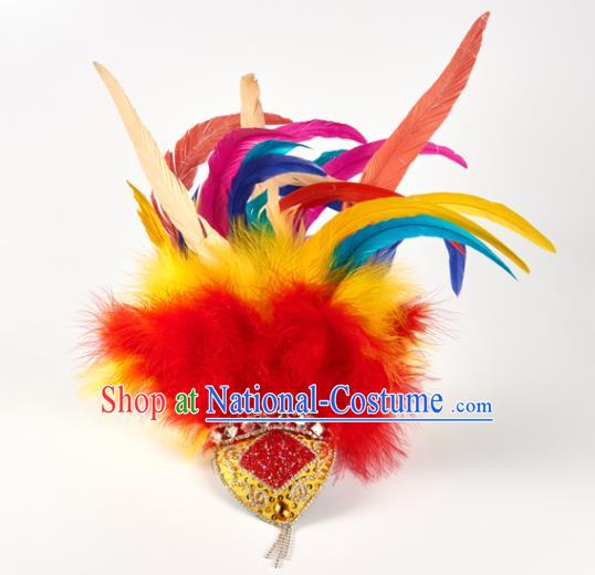 Professional Folk Dance Colorful Feather Hair Stick Girl Stage Performance Hair Crown Classical Dance Hair Accessories