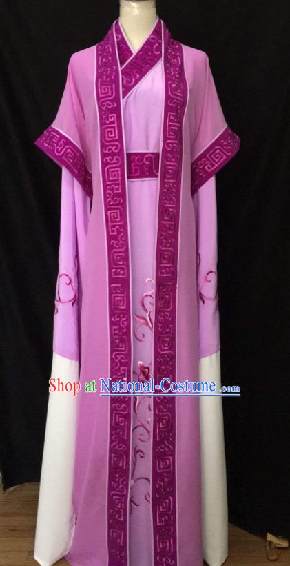 Chinese Ancient Childe Garment Costumes Peking Opera Xiaosheng Purple Robe Uniforms Beijing Opera Scholar Clothing