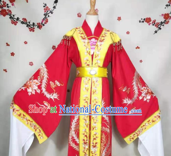 China Peking Opera Empress Red Dress Uniforms Beijing Opera Hua Tan Garment Costumes Ancient Queen Clothing