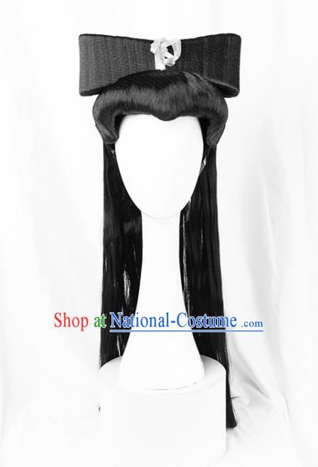 Chinese Drama Madam White Snake Bai Suzhen Hairpieces Traditional Hanfu Wigs Chignon Ancient Goddess Headdress