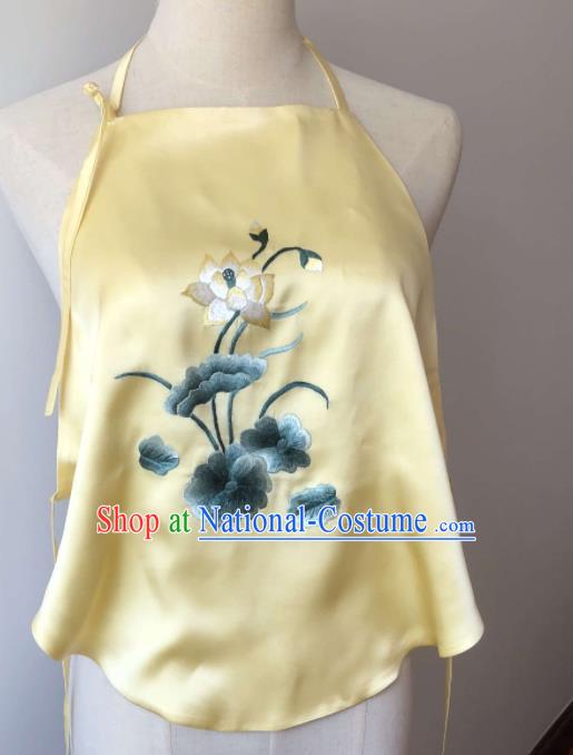 Chinese Suzhou Embroidered Lotus Stomachers National Woman Undergarment Traditional Cheongsam Yellow Silk Bellyband Clothing