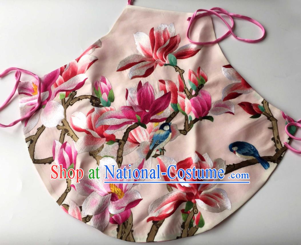 Chinese Traditional Light Pink Silk Stomachers Clothing National Woman Underwear Suzhou Embroidered Mangnolia Bellyband