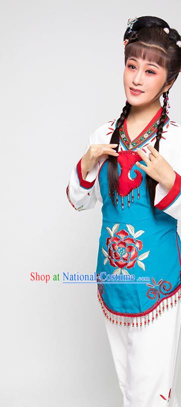 Chinese Ancient Servant Girl Dress Beijing Opera Young Lady Garment Costume Yue Opera Country Woman Clothing