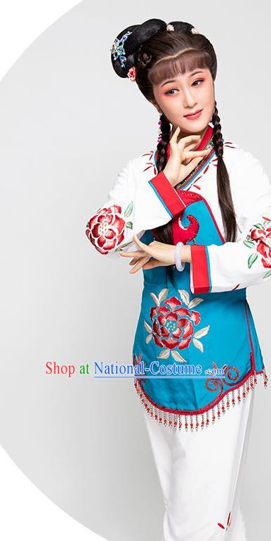 Chinese Ancient Servant Girl Dress Beijing Opera Young Lady Garment Costume Yue Opera Country Woman Clothing