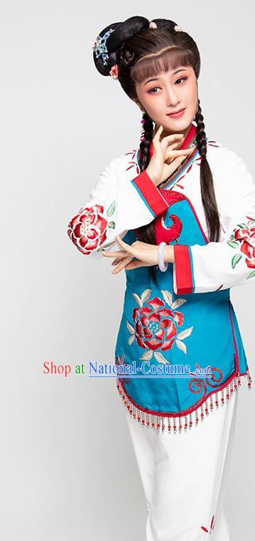 Chinese Ancient Servant Girl Dress Beijing Opera Young Lady Garment Costume Yue Opera Country Woman Clothing