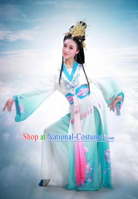 Chinese Yue Opera Young Beauty Clothing Ancient Princess Dance Blue Dress Beijing Opera Diva Garment Costumes