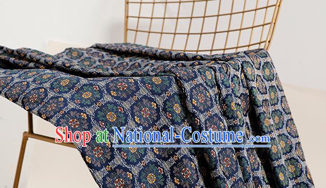 China Classical Pattern Navy Brocade Material Tang Suit Silk Damask Jacquard Textile Tapestry Traditional Hanfu Satin Fabric