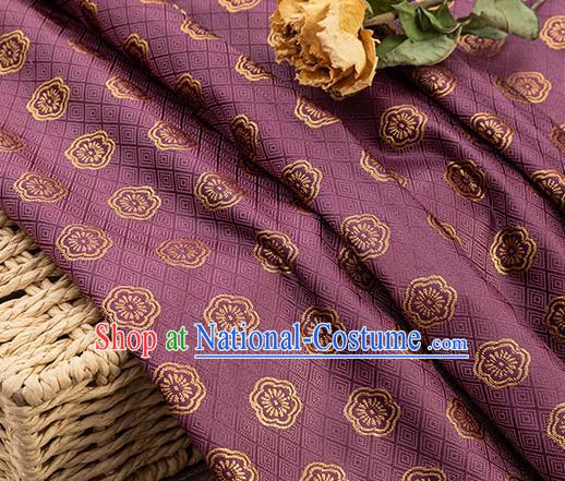 China Tang Suit Silk Damask Jacquard Satin Tapestry Traditional Cheongsam Textile Material Classical Plum Blossom Pattern Purple Brocade Fabric