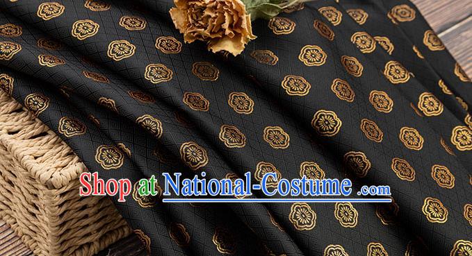 China Traditional Cheongsam Fabric Material Classical Plum Blossom Pattern Black Brocade Tang Suit Silk Damask Jacquard Tapestry