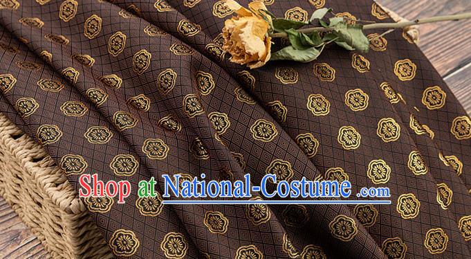 China Classical Plum Blossom Pattern Brown Brocade Tang Suit Silk Damask Jacquard Tapestry Traditional Cheongsam Fabric Material