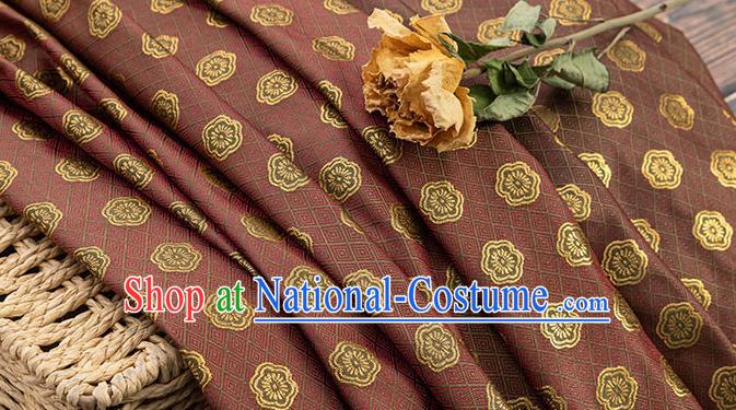 China Traditional Cheongsam Fabric Classical Plum Blossom Pattern Brownish Red Brocade Tang Suit Silk Damask Jacquard Tapestry